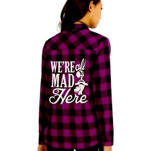 Disney Alice In Wonderland Plaid Button-Up